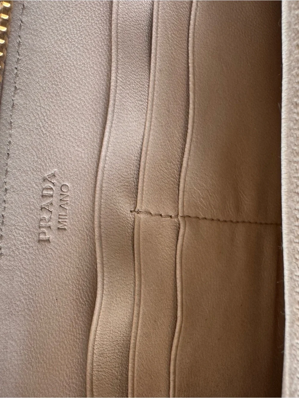 Vintage Prada cream Nappa Gaufre Zip Wallet